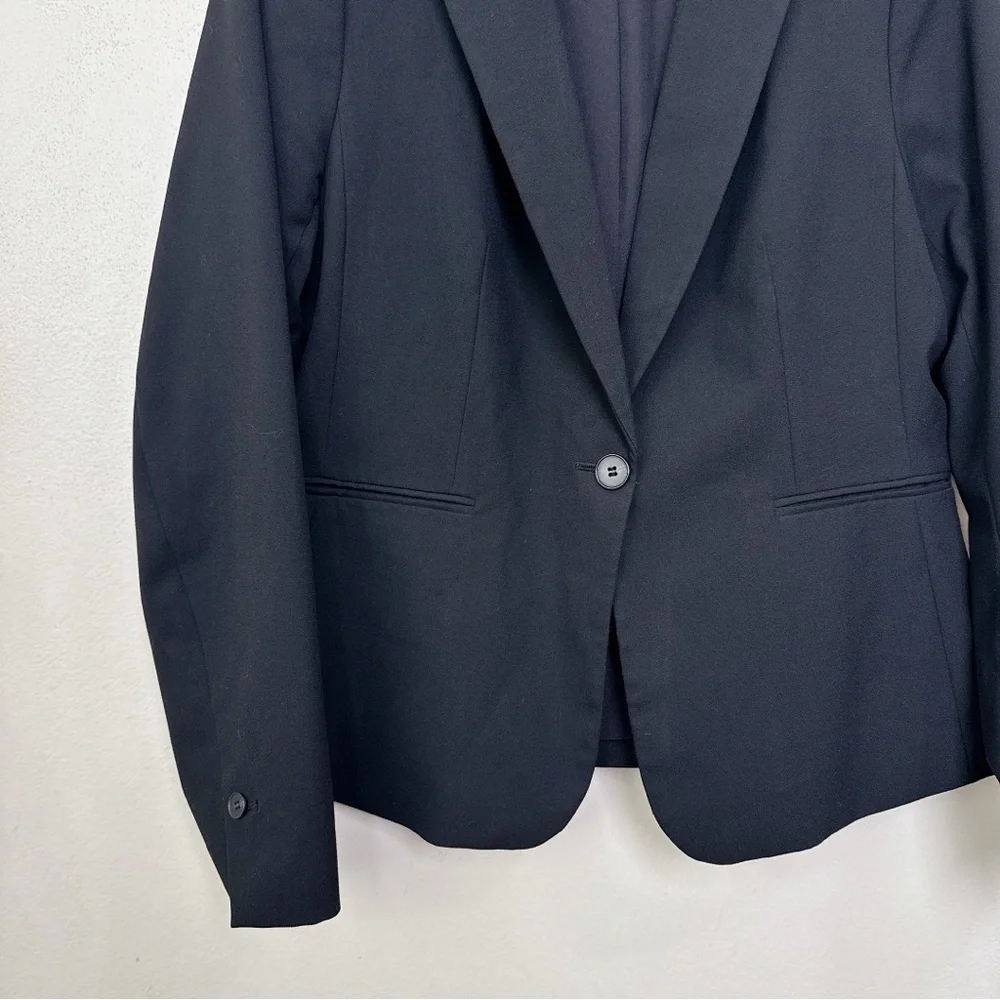 H&M Womens Medium Stretch Button Black Soft Blazer - Picture 7 of 13